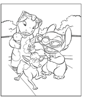 coloriage Lilo et Stitch mangent une glace